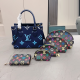 Tibetan Blue Daily Letters Zipper Bags