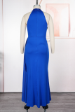 Rose Red Elegant Solid Color Sequins O Neck Long Plus Size Dresses