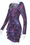 Rose Red Sexy Print Patchwork Square Neck Wrapped Skirt Dresses