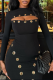 Black Sexy Solid Color Hollow Out O Neck Wrapped Skirt Dresses