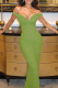 Green Elegant Solid Color Patchwork Off Shoulder Long Dresses