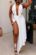 White Sexy Solid Color Backless Slit Halter Long Dresses