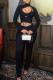 Black Sexy Solid Color Hollow Out Turtleneck Long Sleeve Two Pieces