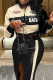 Black Casual Print Contrast O Neck Outerwear