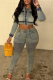 Blue Casual Solid Color Zipper Turndown Collar Long Sleeve Two Pieces