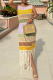Purple Casual Colorblock Fringed Trim Swimwears Cover Up