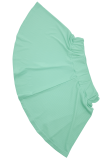 Cyan Casual Solid Color Zipper Hooded Long Sleeve Two Pieces
