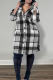Black Casual Plaid Buckle Turndown Collar Outerwear