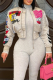 Light Yellow Casual Letters Zipper Zipper Collar Outerwear