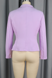 Light Purple Elegant Solid Color Bow Decor Turn-back Collar Outerwear