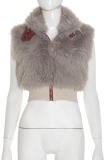 Grey Sexy Solid Color Zipper O Neck Tops