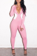 Pink Casual Solid Color Zipper Contrast Zipper Collar Long Sleeve Two Pieces