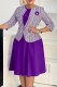 Purple Elegant Print Patchwork O Neck Three Quarter Two Pieces