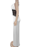 Burgundy Sexy Solid Color Lace Backless Spaghetti Strap Long Dresses