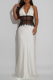 White Sexy Solid Color Lace Backless Spaghetti Strap Long Dresses