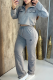 Grey Casual Letters Zipper Zipper Collar Long Sleeve Two Pieces