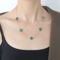 Green Daily Four Leaf Clover Chains Necklaces