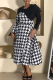 Black And White Casual Print Contrast O Neck Long Dresses