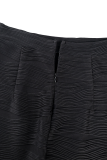 Black Elegant Solid Color Zipper Boot Cut Patchwork Bottoms