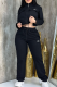 Black Casual Letters Zipper Zipper Collar Long Sleeve Two Pieces