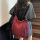 Burgundy Daily Solid Color Fringed Trim Bags