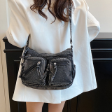 Black Daily Solid Color Zipper Bags
