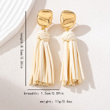 Gold Daily Solid Color Fringed Trim Earrings