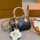 Brown Daily Letters Patchwork Bags