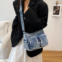 Blue Daily Solid Color Zipper Bags
