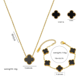 Black Four Leaf Clover Tassel Jewelry Set