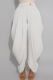 White Casual Solid Color Ruched Loose Patchwork Bottoms