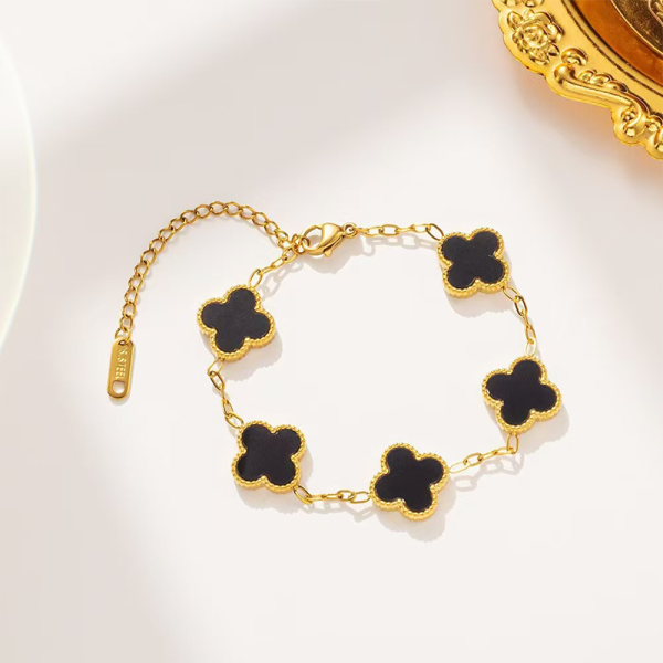 Black Daily Four Leaf Clover Chains Bracelets