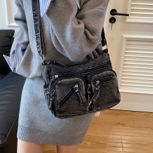 Black Daily Solid Color Zipper Bags