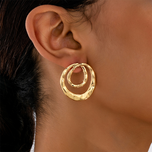 Gold Daily Solid Color Hollow Out Earrings
