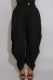 Black Casual Solid Color Ruched Loose Patchwork Bottoms