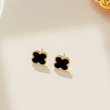Black Four Leaf Clover Tassel Jewelry Set