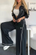 Black Casual Letters Zipper Zipper Collar Long Sleeve Two Pieces