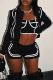 Black Casual Solid Color Stripe Contrast Zipper Collar Long Sleeve Two Pieces