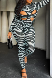 Black Sexy Stripe Hollow Out O Neck Long Sleeve Two Pieces