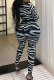 Black Sexy Stripe Hollow Out O Neck Long Sleeve Two Pieces