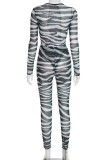Black Sexy Stripe Hollow Out O Neck Long Sleeve Two Pieces