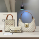 White Brown Daily Letters Patchwork Bags