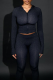 Black Casual Print Zipper Hooded Long Sleeve Two Pieces