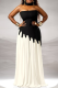 Black Sexy Solid Color Irregular Contrast Strapless Sleeveless Three Pieces