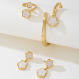 White Five Leaf Clover Metal Jewelry Set Versatile