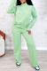 Green Casual Solid Color Zipper O Neck Long Sleeve Two Pieces