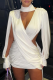 White Sexy Solid Color Hollow Out Turtleneck Wrapped Skirt Dresses
