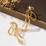 Gold Daily Bow Hollow Out Earrings