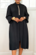 Black Elegant Solid Color Slit O Neck Long Dresses