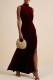 Purplish Red Elegant Solid Color Slit Mandarin Collar Long Dresses